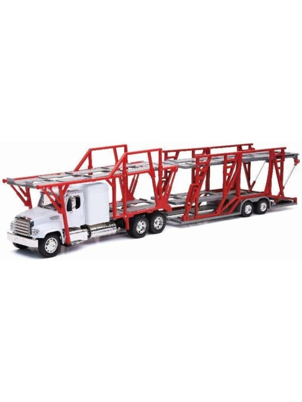 Diecast Model Auto Transporter Truck - White & Red Long Haul 1/32 Scale